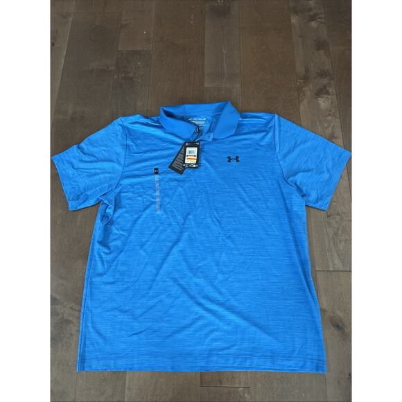 NEW! Under Armour Performance Golf Shirt Short Sleeve 2XL Blue - Picture 1 of 3